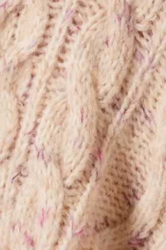 Jerséu de textura con trenzado largo – Beige – Nudos rosas