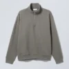 Jerséu holgado con media cremallera – Gris polvoriento Jerséu holgado con media cremallera – Gris polvoriento