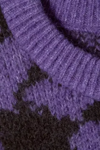 Jerséu holgado de mezcla de lana con estampados – Morado – Negro abstracto