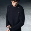 Jerséu holgado de mezcla de lana con tachuelas – Negro – Tachuelas Jerséu holgado de mezcla de lana con tachuelas – Negro – Tachuelas