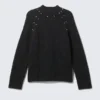 Jerséu holgado de mezcla de lana con tachuelas – Negro – Tachuelas Jerséu holgado de mezcla de lana con tachuelas – Negro – Tachuelas