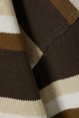 Jerséu oversize de algodón de punto, corte recto – Rayas marrones