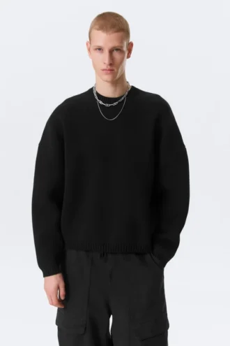 Jerséu oversize de algodón grueso – Negro