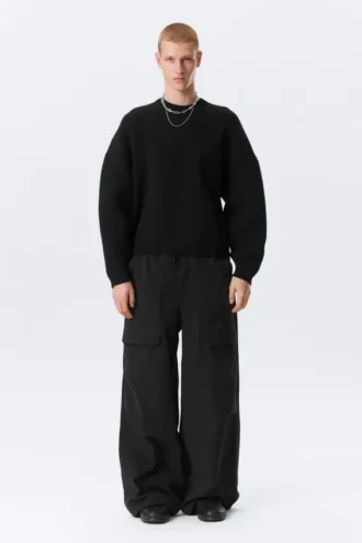 Jerséu oversize de algodón grueso – Negro