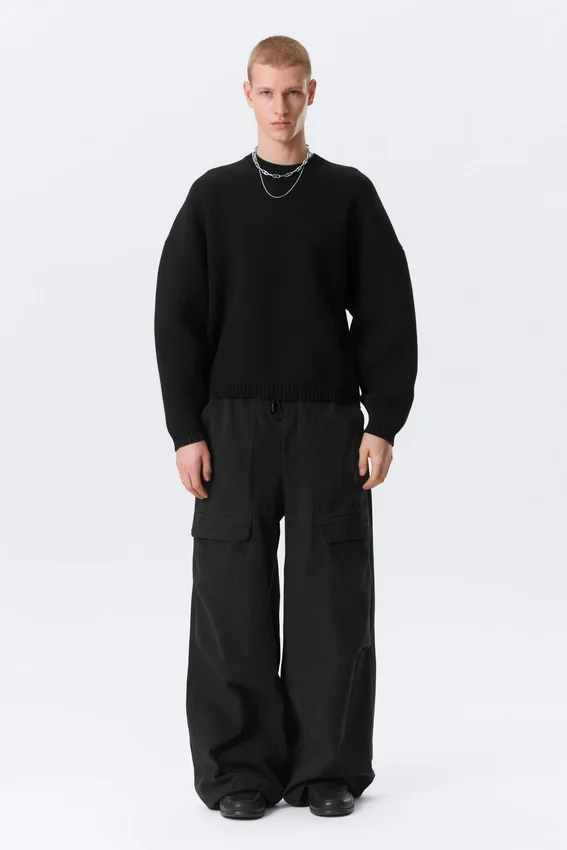 Jerséu oversize de algodón grueso – Negro Jerséu oversize de algodón grueso – Negro