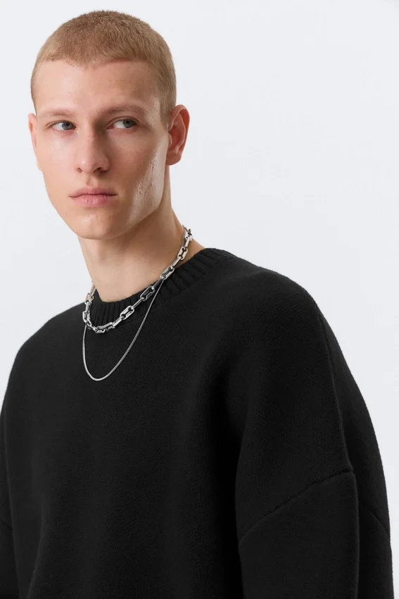 Jerséu oversize de algodón grueso – Negro Jerséu oversize de algodón grueso – Negro