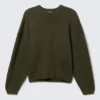 Jerséu oversize de algodón grueso – Verde caqui oscuro Jerséu oversize de algodón grueso – Verde caqui oscuro
