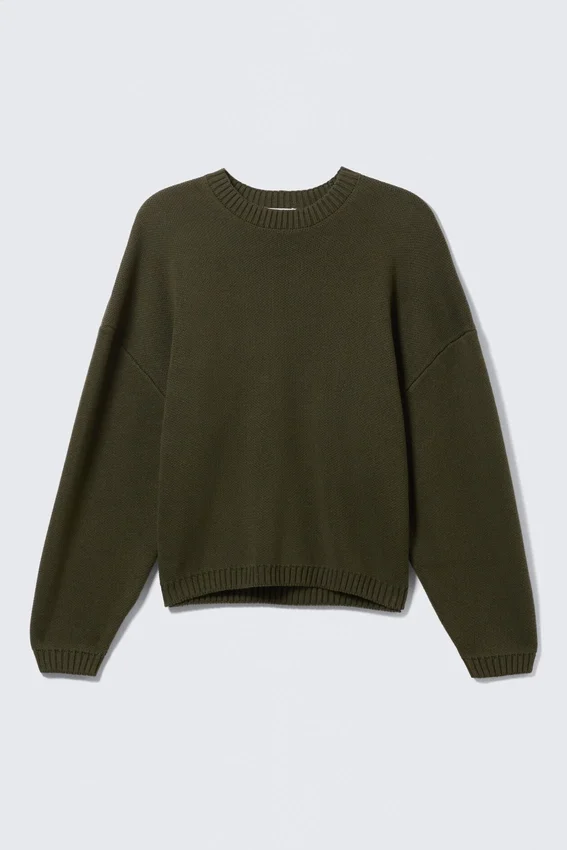 Jerséu oversize de algodón grueso – Verde caqui oscuro Jerséu oversize de algodón grueso – Verde caqui oscuro