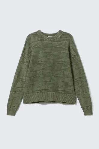 Jerséu oversize de canalé – Estructurado Verde oscuro