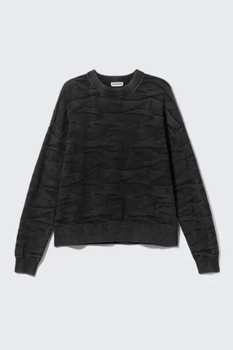 Jerséu oversize de canalé – Negro