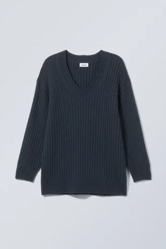 Jerséu oversize de mezcla de lana – Azul marino oscuro