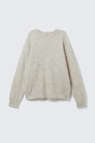 Jerséu oversize de punto con mezcla de mohair – Beige