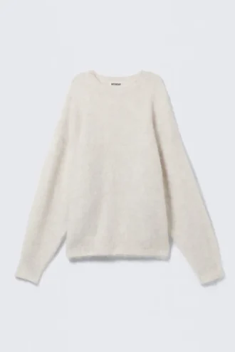 Jerséu oversize de punto con mezcla de mohair – Blanco roto