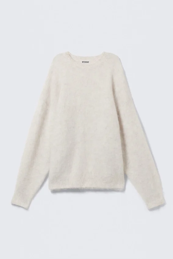 Jerséu oversize de punto con mezcla de mohair – Blanco roto Jerséu oversize de punto con mezcla de mohair – Blanco roto
