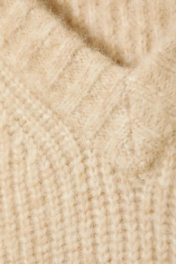 Jerséu oversize de punto en mezcla de lana – Beige empolvado Jerséu oversize de punto en mezcla de lana – Beige empolvado