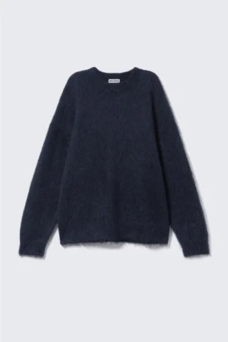 Jerséu oversize de punto en mezcla de mohair – Azul oscuro jaspeado