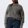 Jerséu oversize de punto en mezcla de mohair – Gris oscuro