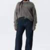 Jerséu oversize de punto en mezcla de mohair – Gris oscuro