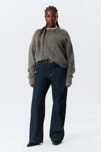 Jerséu oversize de punto en mezcla de mohair – Gris oscuro Jerséu oversize de punto en mezcla de mohair – Gris oscuro