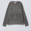 Jerséu oversize de punto en mezcla de mohair – Gris oscuro