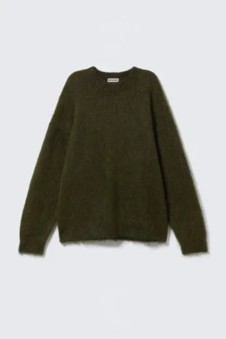 Jerséu oversize de punto en mezcla de mohair – Verde oscuro Jerséu oversize de punto en mezcla de mohair – Verde oscuro