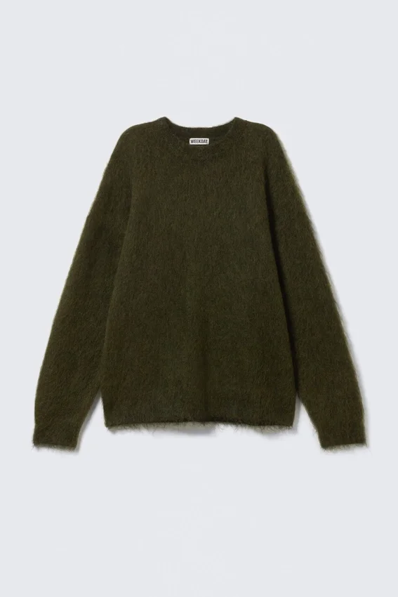 Jerséu oversize de punto en mezcla de mohair – Verde oscuro Jerséu oversize de punto en mezcla de mohair – Verde oscuro