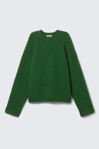 Jerséu raglán de punto suelto – Verde oscuro Jerséu raglán de punto suelto – Verde oscuro