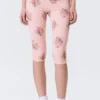 Leggings capri de talle medio y tacto suave – Rosa claro – Estampado floral Leggings capri de talle medio y tacto suave – Rosa claro – Estampado floral