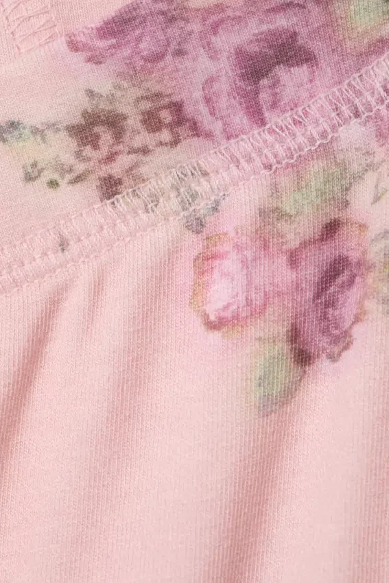 Leggings capri de talle medio y tacto suave – Rosa claro – Estampado floral Leggings capri de talle medio y tacto suave – Rosa claro – Estampado floral