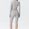 Leggings capri de talle medio y tejido suave – Gris jaspeado Leggings capri de talle medio y tejido suave – Gris jaspeado
