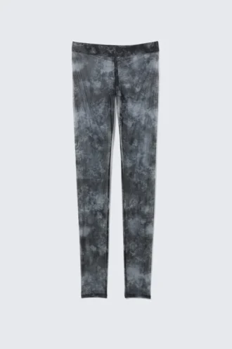 Leggings de malla estampada – Estampado barroco negro