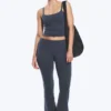 Mallas de yoga acampanadas con cintura doblada – Azul oscuro