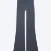 Mallas de yoga acampanadas con cintura doblada – Azul oscuro