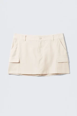 Mini falda cargo de algodón – Blanco roto