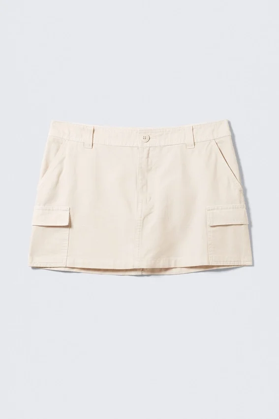 Mini falda cargo de algodón – Blanco roto Mini falda cargo de algodón – Blanco roto
