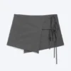 Mini falda cruzada con tirantes – Gris oscuro jaspeado