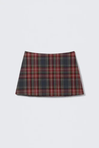 Mini falda de sarga – Cuadros rojo oscuro