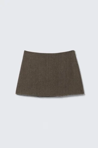 Mini falda de sarga – Espiga en color topo oscuro