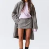 Mini falda de traje ajustada de talle bajo – A cuadros blancos