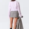 Mini falda de traje ajustada de talle bajo – A cuadros blancos
