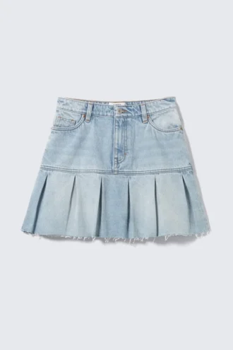 Mini falda vaquera plisada – Azul fresco – Azul claro
