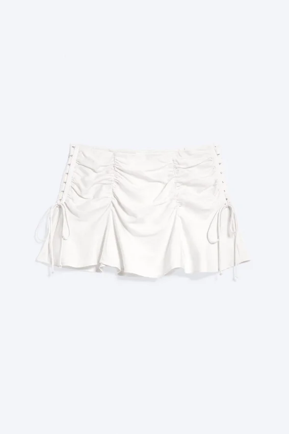 Minifalda con fruncidos – Beige claro apagado Minifalda con fruncidos – Beige claro apagado