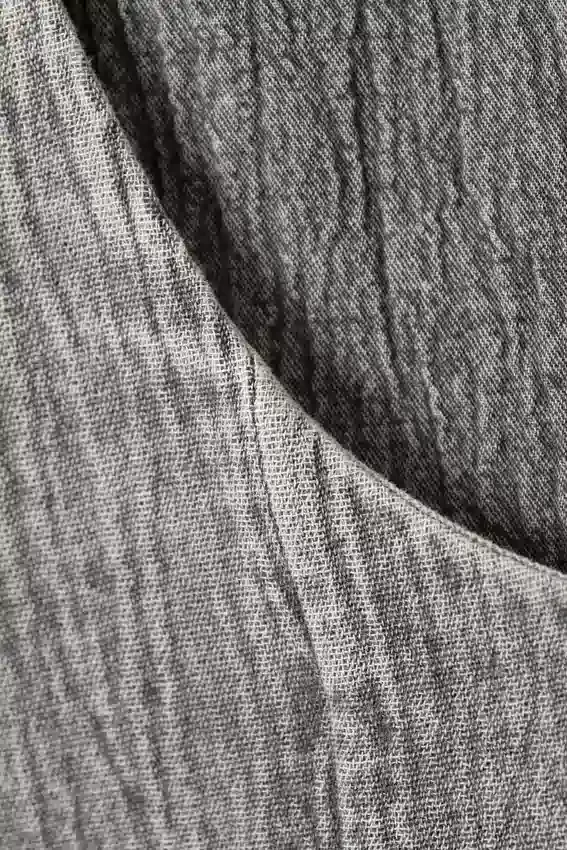 Minivestido acampanado de sarga con cuello barco – Gris lavado Minivestido acampanado de sarga con cuello barco – Gris lavado
