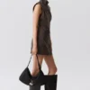 Minivestido ajustado con cremallera y corte curvilíneo – Gris oscuro