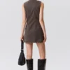Minivestido ajustado con cremallera y corte curvilíneo – Gris oscuro
