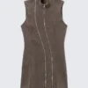 Minivestido ajustado con cremallera y corte curvilíneo – Gris oscuro