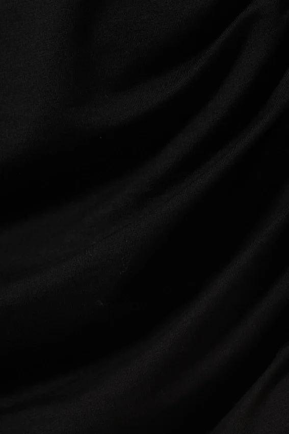 Minivestido asimétrico drapeado de manga larga – Negro Minivestido asimétrico drapeado de manga larga – Negro