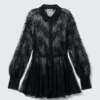 Minivestido camisero de encaje – Negro Minivestido camisero de encaje – Negro