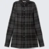 Minivestido camisero de manga larga – Cuadros gris oscuro