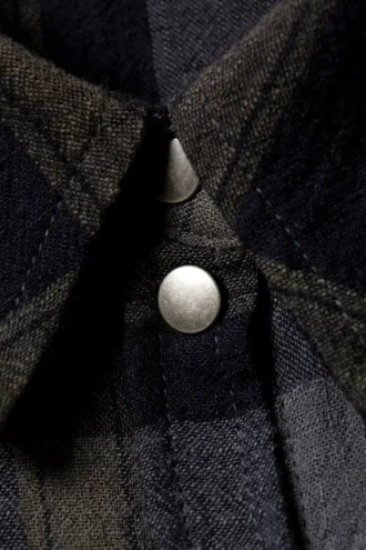 Minivestido camisero de manga larga – Cuadros gris oscuro